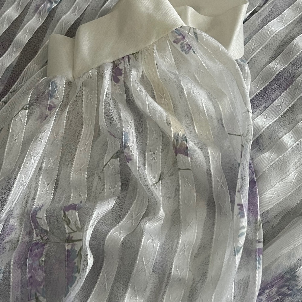 Vintage Val Mode Robe Floral Striped White Purple Size M Lingerie - Picture 5 of 8
